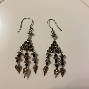 Silver and black earrings